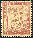 Image du timbre Chiffre-Taxe banderole 1F rose sur paille