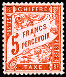 Image du timbre Chiffre-taxe type banderole 5F rouge-orange