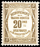 Image du timbre Recouvrements - Valeurs impayées 20c bistre