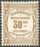 Image du timbre Recouvrements - Valeurs impayées 30c bistre