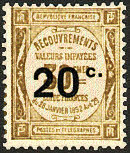 Image du timbre Recouvrements - Valeurs impayées 20c sur 30c bistre