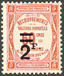 Image du timbre Recouvrements - Valeurs impayées 2F sur 60c rouge