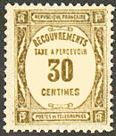 Image du timbre Recouvrements - Taxe à percevoir 30c bistre