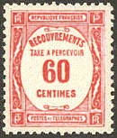 Image du timbre Recouvrements - Taxe à percevoir 60c rouge