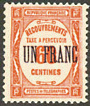 Image du timbre Recouvrements - Taxe à percevoir UN FRANC sur 60c rouge