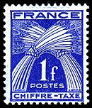 Image du timbre Chiffre-taxe type gerbes 1F bleu-violet