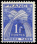 Image du timbre Timbre-taxe  type gerbes 1F bleu