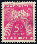 Image du timbre Timbre-taxe type gerbes 5 F rose-lilas
