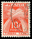 Image du timbre Timbre-taxe type gerbes 10 F rouge-orangé