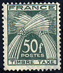 Image du timbre Timbre-taxe type gerbes 50 F vert foncé