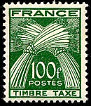 Image du timbre Timbre-taxe type gerbes 100 F vert 