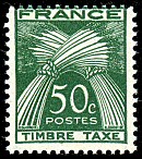 Image du timbre Timbre-taxe  type gerbes 50 c vert